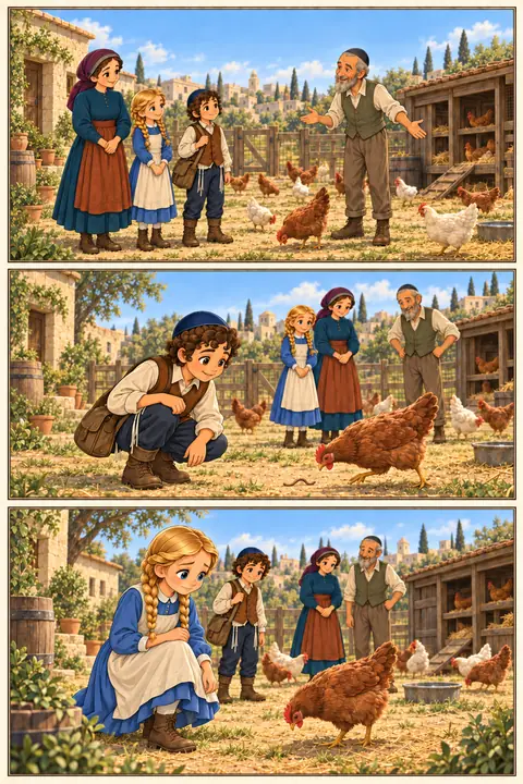 Illustration du tome 8, Sarah and the Shabbat Chickens